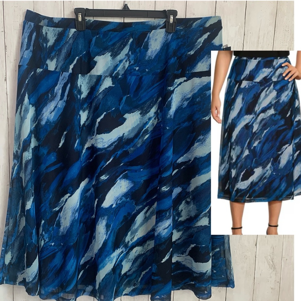 NWT Investments Woman Soft Separates Pull On Mesh A - Line Size 3X Midi Skirt